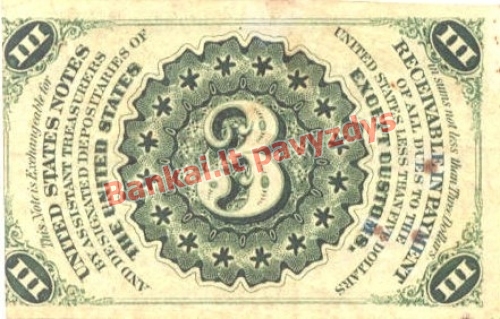 3 Centų banknoto galinė pusė