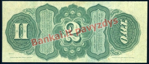 2 Dolerių banknoto galinė pusė