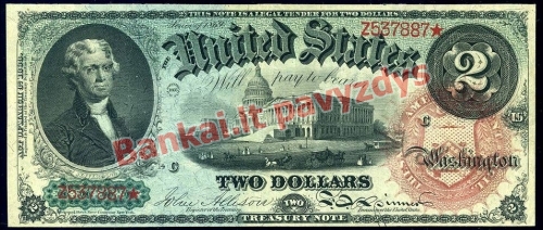 2 Dolerių banknoto priekinė pusė