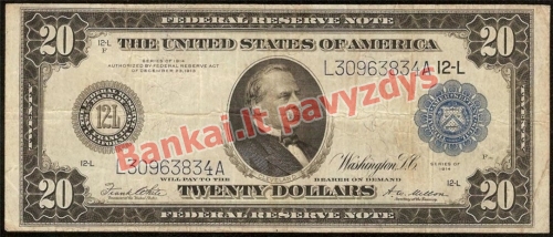 20 Dolerių banknoto priekinė pusė