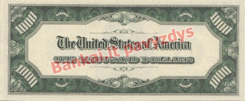 1000 Dolerių banknoto galinė pusė