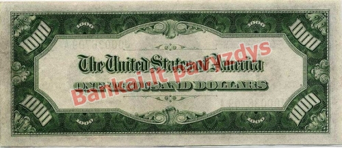 1000 Dolerių banknoto galinė pusė