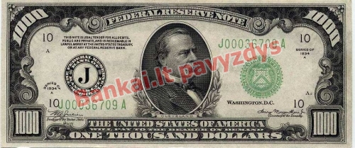 1000 Dolerių banknoto priekinė pusė