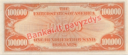 100000 Dolerių banknoto galinė pusė
