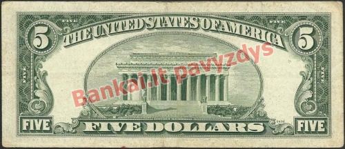 5 Dolerių banknoto galinė pusė