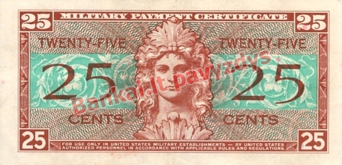 25 Centų banknoto galinė pusė