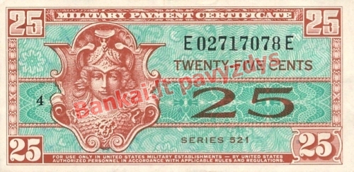 25 Centų banknoto priekinė pusė