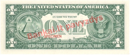 1 Dolerio banknoto galinė pusė