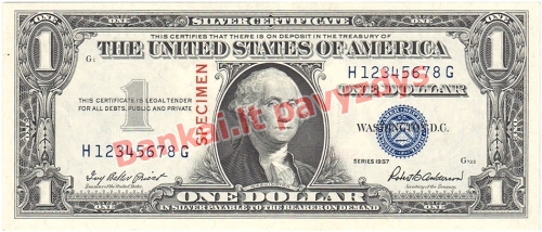 1 Dolerio banknoto priekinė pusė