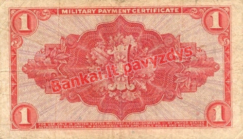 1 Dolerio banknoto galinė pusė