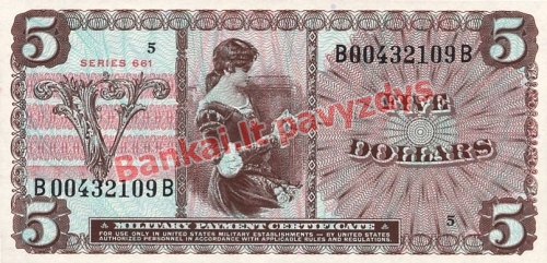 5 Dolerių banknoto priekinė pusė