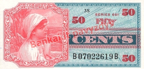 50 Centų banknoto priekinė pusė