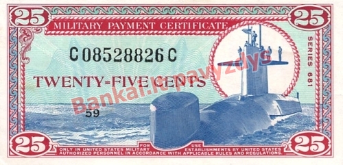 25 Centų banknoto priekinė pusė