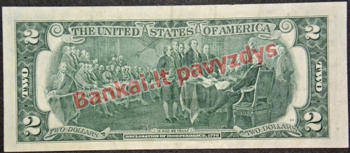 2 Dolerių banknoto galinė pusė
