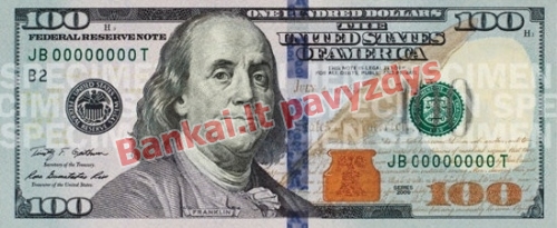 100 Dolerių banknoto priekinė pusė