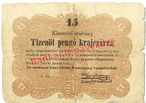 15 Pengo Krajczarų banknoto priekinė pusė