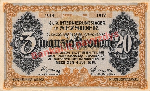 20 Koronų banknoto galinė pusė