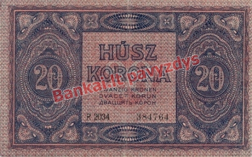 20 Koronų banknoto galinė pusė