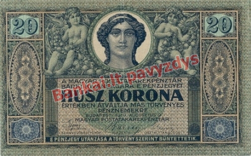 20 Koronų banknoto priekinė pusė