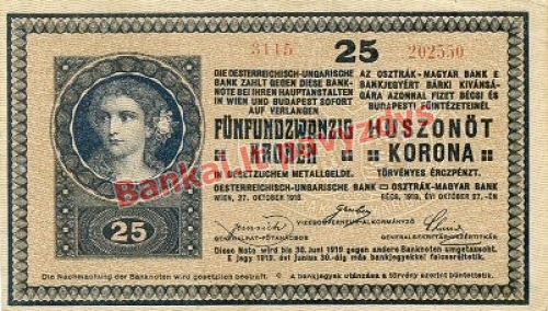 25 Koronų banknoto priekinė pusė