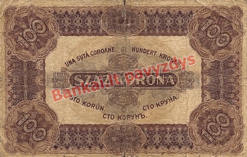 100 Koronų banknoto galinė pusė