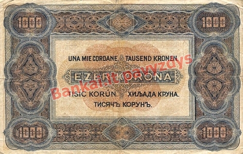 1000 Koronų banknoto galinė pusė