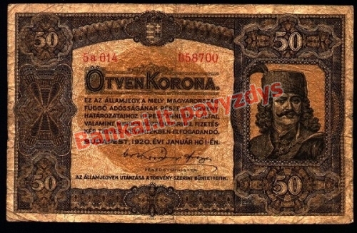 50 Koronų banknoto priekinė pusė