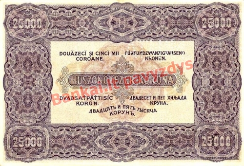 25000 Koronų banknoto galinė pusė