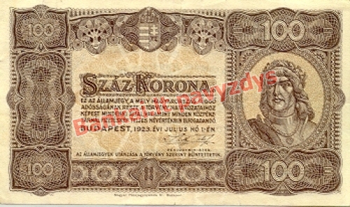 100 Koronų banknoto priekinė pusė