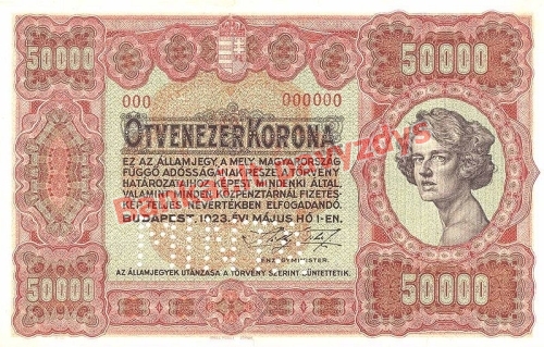 50000 Koronų banknoto priekinė pusė