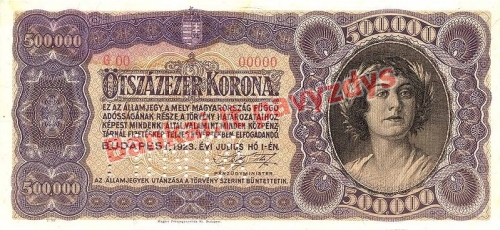 500000 Koronų banknoto priekinė pusė