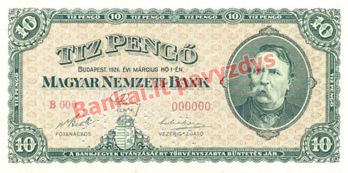 10 Pengų banknoto priekinė pusė