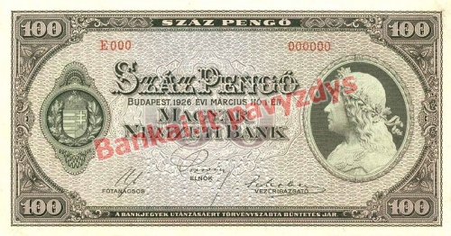 100 Pengų banknoto priekinė pusė