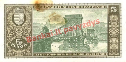 5 Pengų banknoto galinė pusė