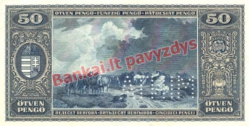 50 Pengų banknoto galinė pusė