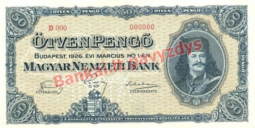 50 Pengų banknoto priekinė pusė