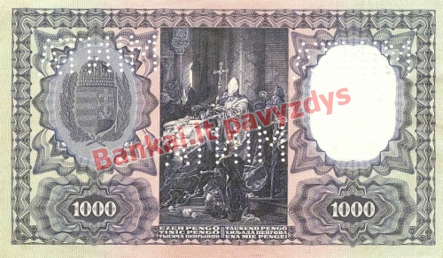 1000 Pengų banknoto galinė pusė