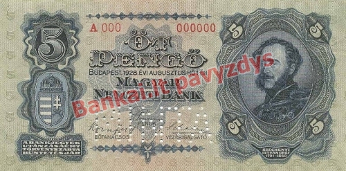 5 Pengų banknoto priekinė pusė