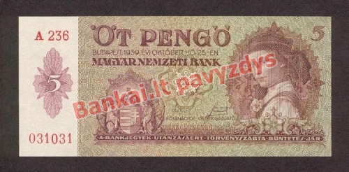 5 Pengų banknoto priekinė pusė