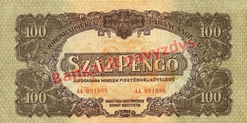 100 Pengų banknoto priekinė pusė
