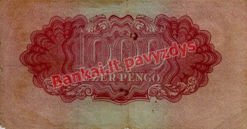 1000 Pengų banknoto galinė pusė