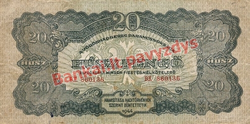 20 Pengų banknoto priekinė pusė