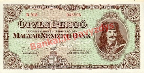 50 Pengų banknoto priekinė pusė