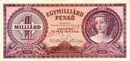 1000000000 Pengų banknoto priekinė pusė