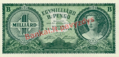 1000000000 B. Pengų banknoto priekinė pusė
