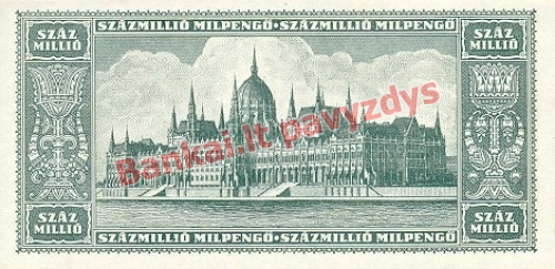 100 Mil. Mil. Pengų banknoto galinė pusė