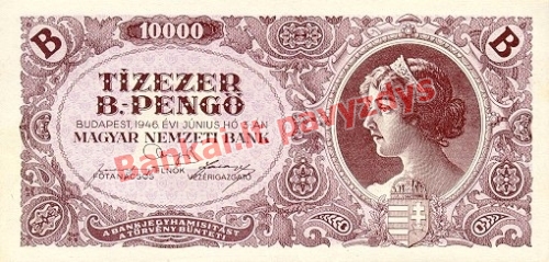 10000 B. Pengų banknoto priekinė pusė