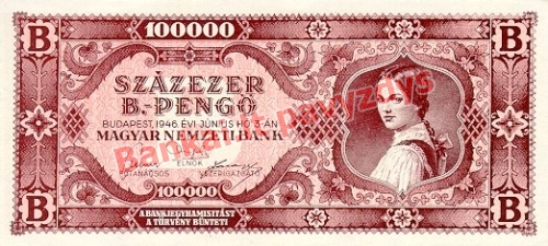 100000 B. Pengų banknoto priekinė pusė