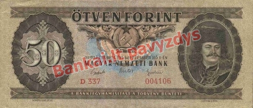 50 Forintų banknoto priekinė pusė
