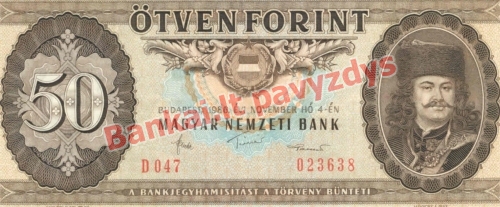 50 Forintų banknoto priekinė pusė